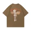 Men's T-Shirts Vintage Hand Bone Scrawl Angel Short Sleeve Tshirts for Men and Women Streetwear Oversized Tees Crew Neck Loose Summer Clothes Z0220