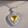 Chains Trendy Silver Color Citrine Pendant Necklace For Women Heart Shape Dark Purple Gemstone Party Dress Jewelry Gifts