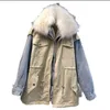 Vestes pour femmes Cowboy Parka manteau 2023 hiver épaissi vêtements de travail coton rembourré veste femme amovible doublure Denim cousu manteaux