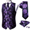 Men's Vests Purple Silk Vest Waistcoat Men Slim Suit Black Paisley Necktie Handkerchief Cufflinks Tie Business Barry.Wang Design