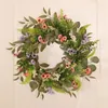 Dekorativa blommor Vårkrans för ytterdörren 20 "Daisy Eucalyptus Summer Wall Window Home Wedding Holiday Decoration Kxre