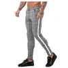 Mens Summer Plaid Pants Soft jeans Men Streetwear Striped Hip Hop Pant Skinny Chinos Trousers Slim Fit Casual Joggers Camouflage Army Fitness Gyms Skin breathable