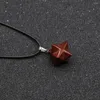 Pendant Necklaces Natural Stone Hexagram Thorn Ball Tiger Eye Rose Quartz Accessories Necklace For Woman DIY Making Gift 14mm