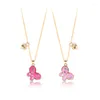 Pendant Necklaces Luoluo&baby 2Pcs/Set Cartoon Sequin Butterfly Friends Necklace Chain BFF Friendship Jewelry Gifts For Kids