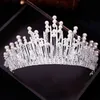 Tiaras Yeni Vintage Çok Katlı Lüks Gümüş Renk Kristal İnci Taç Taç Düğün Saç Aksesuarları Gelin Partisi Takı Büyük Kafa Bantları Z0220