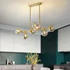 Хрустальная медная светодиода люстры для столовой кухни для спальни подвесной ламп стеклян