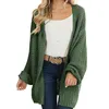 Women's Knits Fashion Women's Loose Casual Knit Mid-length Cardigan Solid Color Long-sleeved Sweater S/ M/ L/ XL For Autumn