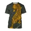 Męskie koszulki Jumeast Animal Tiger 3D T-shirty Gładka Groźna Kreskówka grafika dla mężczyzn HARAJUKU Modna YK2 Ubrania estetyczne