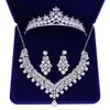 Tiaras Fashion Zircon Bridal Jewelry Sets Wedding Crown Necklace With Earrings Pin Pearl Crystal Tiara And Crowns Hair Ornaments Women Z0220