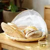 Kitchen Storage & Organization Round Bamboo Food Serving Tent Basket Handmade Tray With Cover For Outdoor Picnic Camping Bread