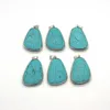 Pendant Necklaces 2pcs/pack 22x44mm Resin Turquoise Pendants Irregular Shape Silver Color Metal Plated Edged DIY Making Necklace Earrings