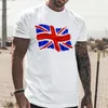 Camisetas masculinas grandes homens brancos altos algodão de manga longa camisa de treino masculino de verão impressão de bandeira da Inglaterra