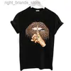 Women's T-Shirt ZOGANKIN Womens Black T-Shirt Summer New Fashion Leopard High Heel Short Sleeve Print Clothes Ladies Graphic Tops Female Clothes0220V23