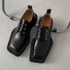 빈티지 고품질 남성 T 무대 신발 패션 두꺼운 발 뒤꿈치 검은 신사 더비 신발