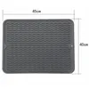 Table Mats Silicone Dish Drying Mat Easy Clean Heat-Resistant For Kitchen Counter Sink Refrigerator Drawer Liner