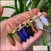 Charm Designer Hexagon Stone Pendum Charms Boucles d'oreilles Quartz Rose Turquoise Lapis Lazi Plaqué Or Cristal de Guérison Dangle Marque Jewelr Dhbpm