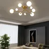 Światła sufitowe nordyckie miedziane oświetlenie żyrandola do salonu sypialnia LED Złota szklana kula wisząca lampa domowa kuchnia foliowanie