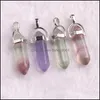 Charms BK Natural Stone Hexagonal Column Fluorite Quartz Crystal Pendant f￶r halsbandsmycken som g￶r FFSHOP2001 Drop Leverans Findin DHFTB