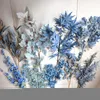 Dekoracyjne kwiaty wieńce Symulacja Kwiata Niebieska sztuczna roślina szara niebieska fałszywe kwiaty niebieskie mgły niebieskie rose piony ślubne pole jedwabne dekoracje kwiatowe t230217