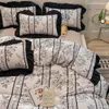 寝具セットボヘミアンスタイルのコットン4ピースベッドスプレッドフレンチロマンチックレースソフト羽毛布団カバー枕カバーの掛け布団セット