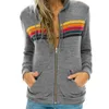 هوديس المرأة من النوع الثقيل Donsignet Women Hoodies Coats عرضة قوس قزح مقنعين الأزياء zipup مخطط كارديجان الرجال 230220