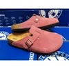 Дизайнер Birkinstock Slippers ленивые туфли Boken Pink Cow Leather Scrub Комфортный пробковый нижний нижний дно повседневное Boken Baotou Semi-Trailer