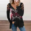 Женские футболки T 2023 Весна осень Сексуальная молния Deep V Neck Long Eliew Hollow Out Женские топы моды на хэллоуин