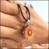 Pendentif Colliers Pierre brute Cristal Druzy Druze Collier Femmes Été Fleur Bohème Réglable Corde En Cuir Ffshop2001 Drop Del Dhqv9