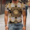 Herren-T-Shirts, Luxus-Shirt für Herren, Barock-Stil, 3D-Herren-T-Shirt, kurzärmeliges Rundhals-Top, Streetwear-Mode