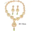 Ensembles de bijoux de mariage goutte d'eau collier boucle d'oreille ensemble pour les femmes maroc collier de mariage vert plaqué or ensembles de bijoux de mariée bijoux 230217