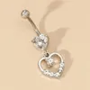 Bull Bell Button Rings Peercing для женщин Хирургическая сталь Long Dangle Love Heart Crystal Summer Beach Fashion Body Jewelry