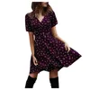 Abiti da festa Mini abito sexy femminile Moda Donna Cotone Slim Ruffle Manica corta Fiore stampato Casual Scollo a V Vestido Verano