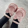Första vandrare Little Girls Leather Shoes Spring Children Pearl Cute Bow Princess School Kid Performance 230217