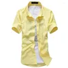 Men's Casual Shirts 2023 Mens Short Sleeved Dress Fashion Slim Fit Cotton For Spring Summer 15 Colors