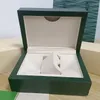 Boîtes de qualité design Vert foncé DATE Montre Dhgates Box Cadeau de luxe Woody Case pour montres Yacht montre Livret Carte Tags et boîtes de montres suisses boîtes mystères