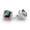 Conjunto de joias de arco-íris místico, anel de casamento, brinco, pingente, conjunto de joias, pedra de quartzo natural carimbada 925, joias para mulheres