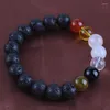 Brin de pierre de lave noire naturelle, perles de 8/10 Mm, 7 chakras, Bracelet de perles de guérison, équilibre, prière Reiki, Yoga pour femmes