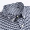 Camisas casuais masculinas de ajuste padrão de manga comprida camisa casual xadrez único remendo bolso colarinho de botão confortável 100% algodão camisa de algodão 230220