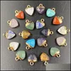 Charms Gold Plating Heart Shape Natural Stone Agate Crystal Turquoises Jades Opal Stones Pendant For Smycken Making Earrings Hjewelr DH1UB