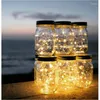 Cordes Mason bouteille lampe LED fil de cuivre fleur lanterne jardin année fête de noël chaîne lumières télécommande batterie solaire