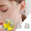 Brincos de argolas estrela planta borboleta pequena e púrpura arco de diamante feminino cristal