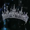 Tiaras luksusowy błyszczący kryształowy geometryczny tiar ślubny Crown Rhinestone Controselki Diadema Kołnie