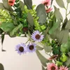 Dekorativa blommor Vårkrans för ytterdörren 20 "Daisy Eucalyptus Summer Wall Window Home Wedding Holiday Decoration Kxre