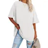 Women's T Shirts Solid Color Vintage Tunic Oversized T-Shirt Female Clothing Fashion Autumn Basic Harajuku Top Women 2023 Half Sleeve Shirt