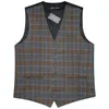 Herrenwesten 5 Farben Plaidstil Anzug Weste für Männer Krawatte Set Slim Fit V-Ausschnitt Kragenlosen männlichen Weste Gilet Casual Business Barry.Wang