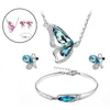 Halskette Ohrringe Set Silber Schmuck Geschenk Kristall Schmetterling Armband Anhänger