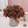 Decorative Flowers Freeship Office Small Handful Of Camellia Roses Artificial Flower Outdoor Garden Decoration Pography Props Diy Bouquet