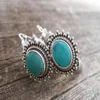 Bröllopsringar ovala natursten örhängen vintage boho sol twist opal pendientes for women party retro hoop dangler trend öron smycken