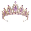 Tiaras Kmvexo شعر الزفاف Tiara Crystal Bridal Crown Gold Color Diadem Veil Tiaras Accessories Headpoins Head Molebry Z0220