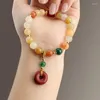 Strang Naturstein Perlen Armband Für Frau Elastisches Seil Jade Armreif Kürbis Anhänger Charms Heilende Energie Weiblichen Schmuck